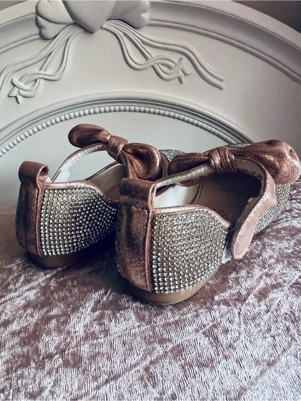 Elegant Rhinestone Bow Flats for Girls shoes sz 25
